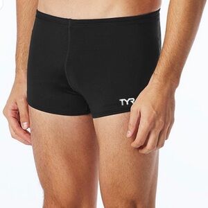 NWT TYR Durafast Elite Men’s Square Leg Swim Shorts Black Size 30 Chlorine Proof